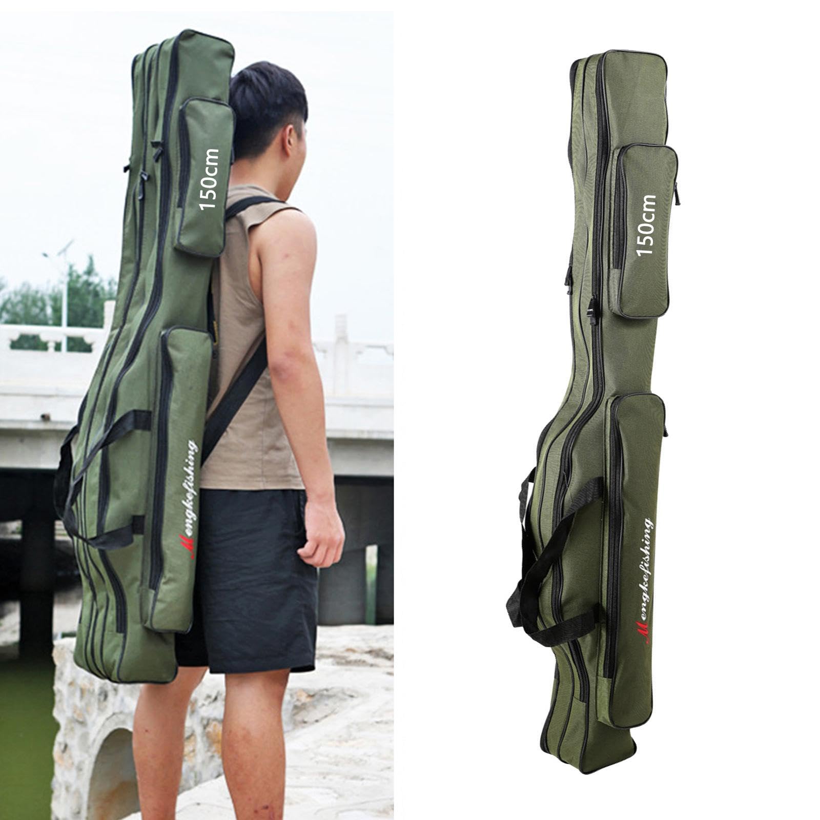 Harilla Funda para Caña de Pescar, Organizador de Almacenaje para Cañas, Carrete Resistente, 2 Niveles 150cm