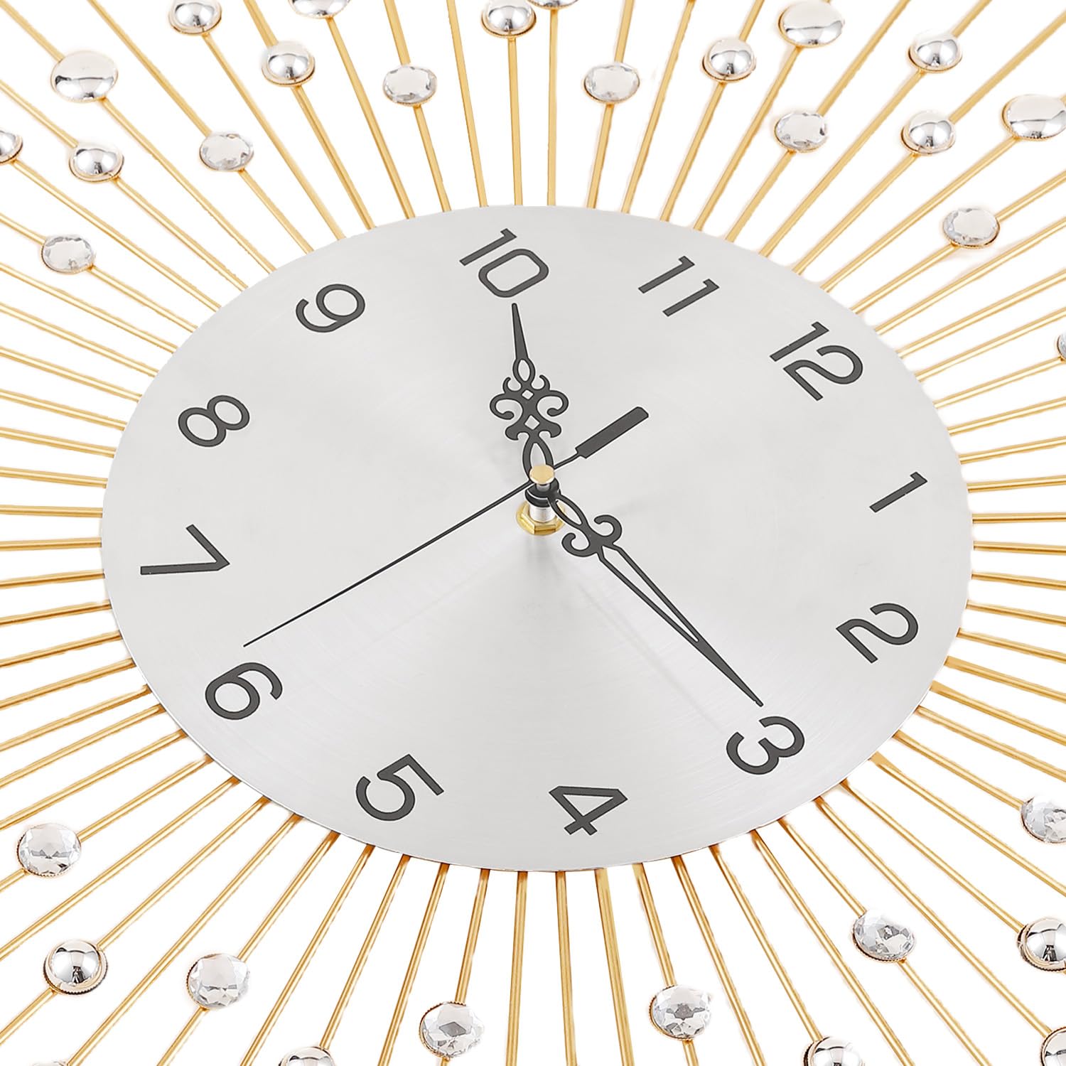 Große Wanduhr, dekorativ mit funkelnden Kristallen, batteriebetrieben, Moderne Eleganz, Metall-Wanduhren für Wohn- und Schlafzimmerdekoration, Exquisite Küchenuhr, 20 Zoll