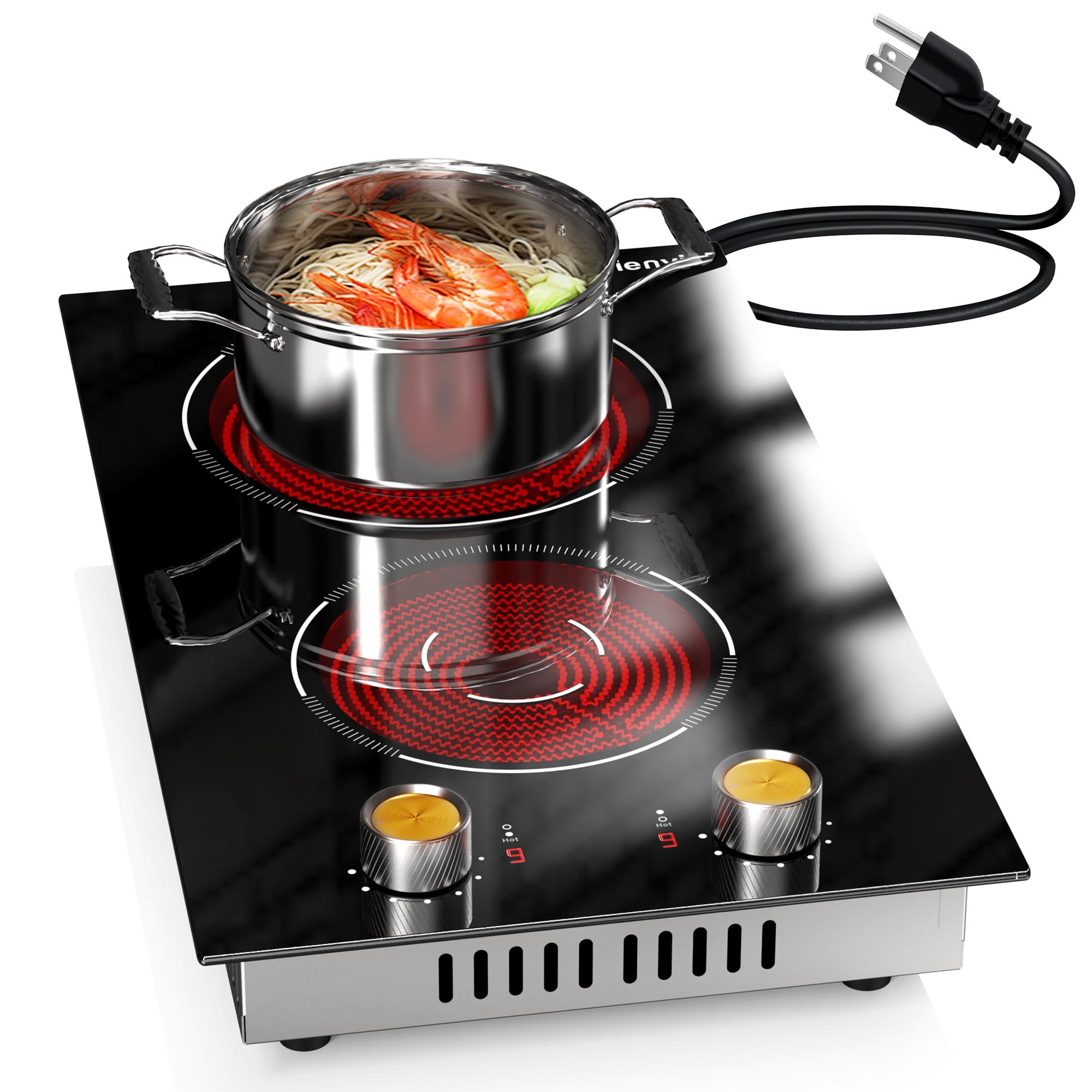 Snapklik.com : 2 Burners Electric Cooktop, Plug In Electric Stove 110v ...