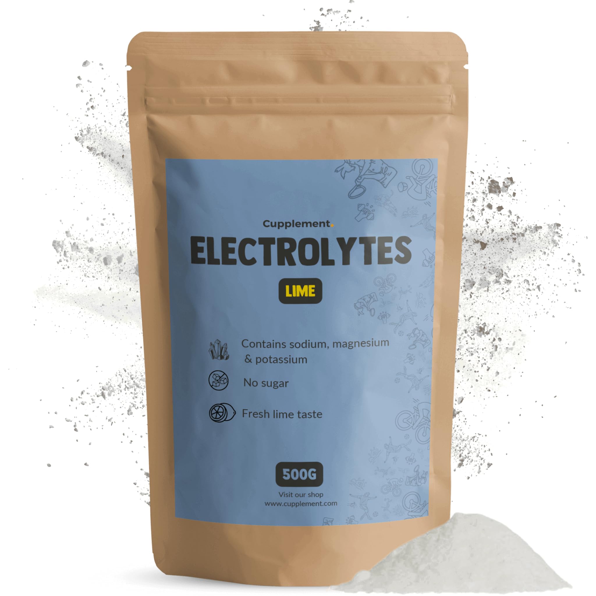 Electrolytes Powder 500 gramos Lime & Lemon Flavor - Free Scoop - Electrolitos - Sin tabletas, Ruidos Tablets, Powerbar, Sports Drink o gotas de agua - Sin azúcar y keto - Electrolites