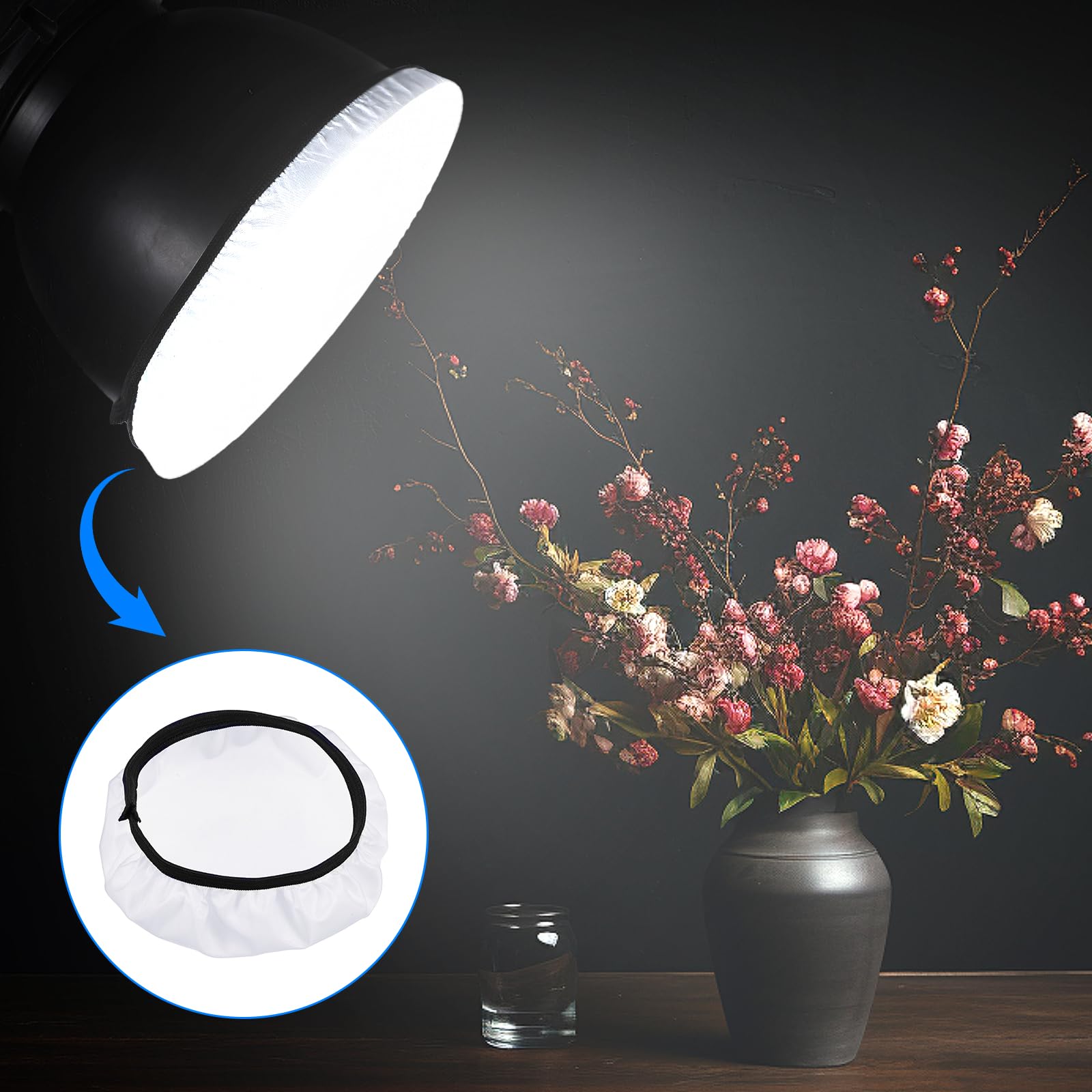 5 Piezas Fotografía Luz Tela Difusora Blanca Suave, Base Difusora Blanca Suave para Reflector Estándar con 14 a 18 cm de Diámetro, Base de Lámpara Reflectora para Luz de Flash Estroboscópica