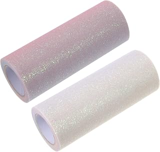 IWOWHERO 1roll Gradient Tulle Ribbon Yards Delicate Mesh Fabric for Wedding Decorations Crafting and DIY Projects Material Pink Yellow