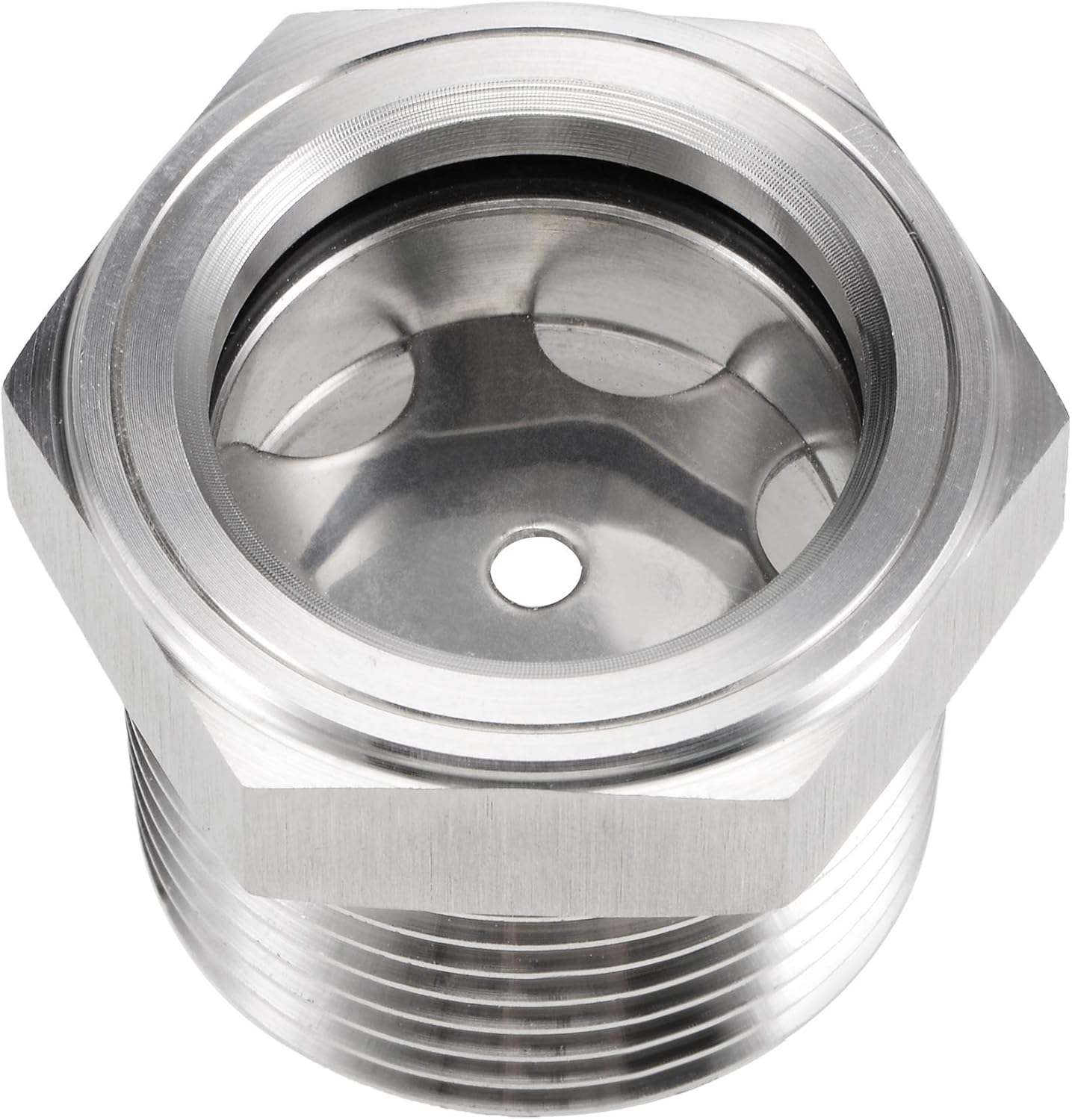uxcell Oil Liquid Level Gauge Sight Glass 1 NPT Male Threaded 304 Stainless Steel Air Compressor Fittings, Silver Tone