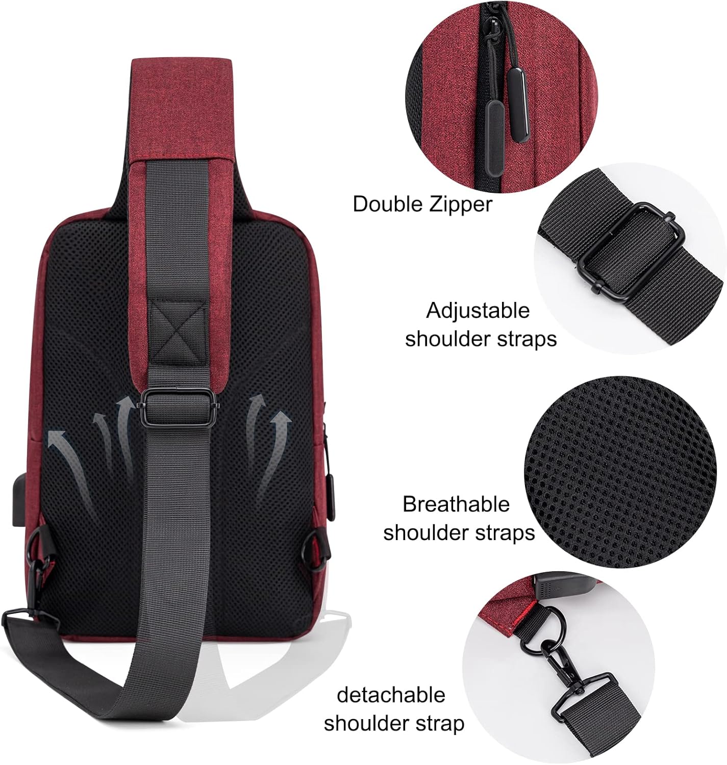 Sling Bag Crossbody Bag Men with USB Charging Port Small Messenger Bag Cross Body Shoulder Bag Sling Backpack Women