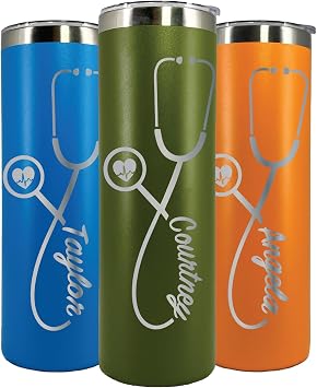 AVITO Personalized Stethoscope 20oz Tumbler - Laser Engraved - Stainless Steel - Vacuum Insulated - Gift for Nurse or Doctor - Nurse - RN Gift for Medical Workers & Students.