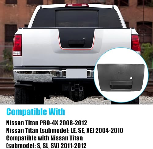 Miniatura 2 de Jaronx Compatible con manija de puerta trasera Nissan Titan 2004-2012, bisel de manija de puerta trasera con orificio de bloqueo de llave, reemplazo