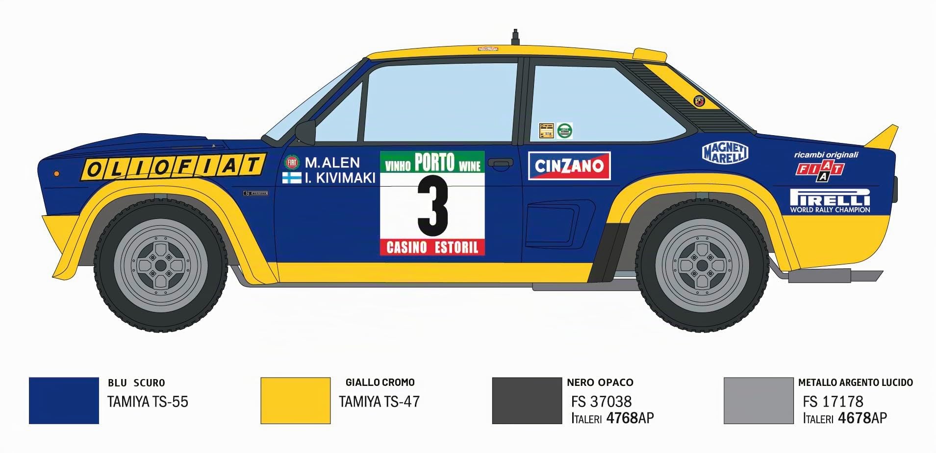 Italeri 3667 1:24 FIAT 131 Abarth Rally OLIO FIAT - Modellismo, kit da costruzione, modellismo da pavimento, artigianato, hobby, incollaggio, kit in plastica, dettagliato