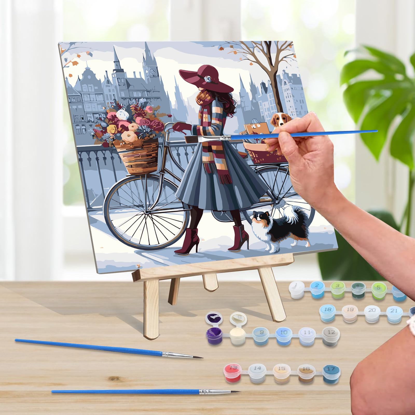 Pack De 6 Kits De Pintura Por Números Con Marco - Paisajes En Lienzo De 20x20 Cm, Pintura Acrílica Y Pinceles, Manualidades Y Decoración Para Adultos Y Niños