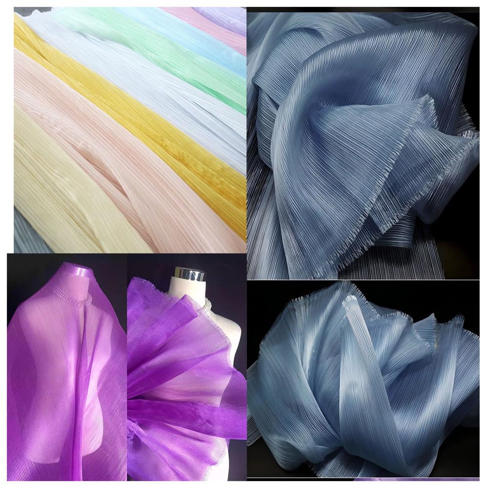 Tela de organza de 145 cm x 500 cm, brillante, transparente, suave, por metros, ribetes de gasa plisada, ideal para coser disfraces para vestidos, decoración de bodas, ropa, tela decorativa