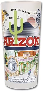 Catstudio Drinking Glass, University of Arizona Glass Cup for Kitchen, 15oz Dishwasher Safe Tumbler for UA Alumni
