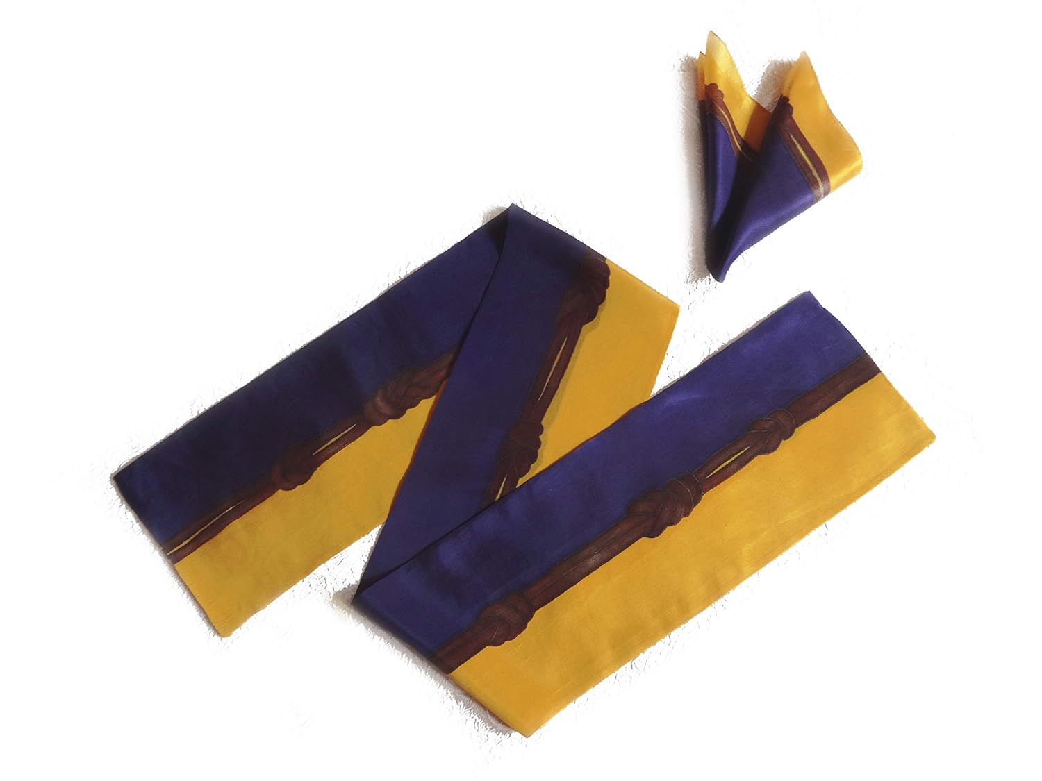 Artist Hand Painted Mens Silk Cravat Ascot Scarf and Pocket