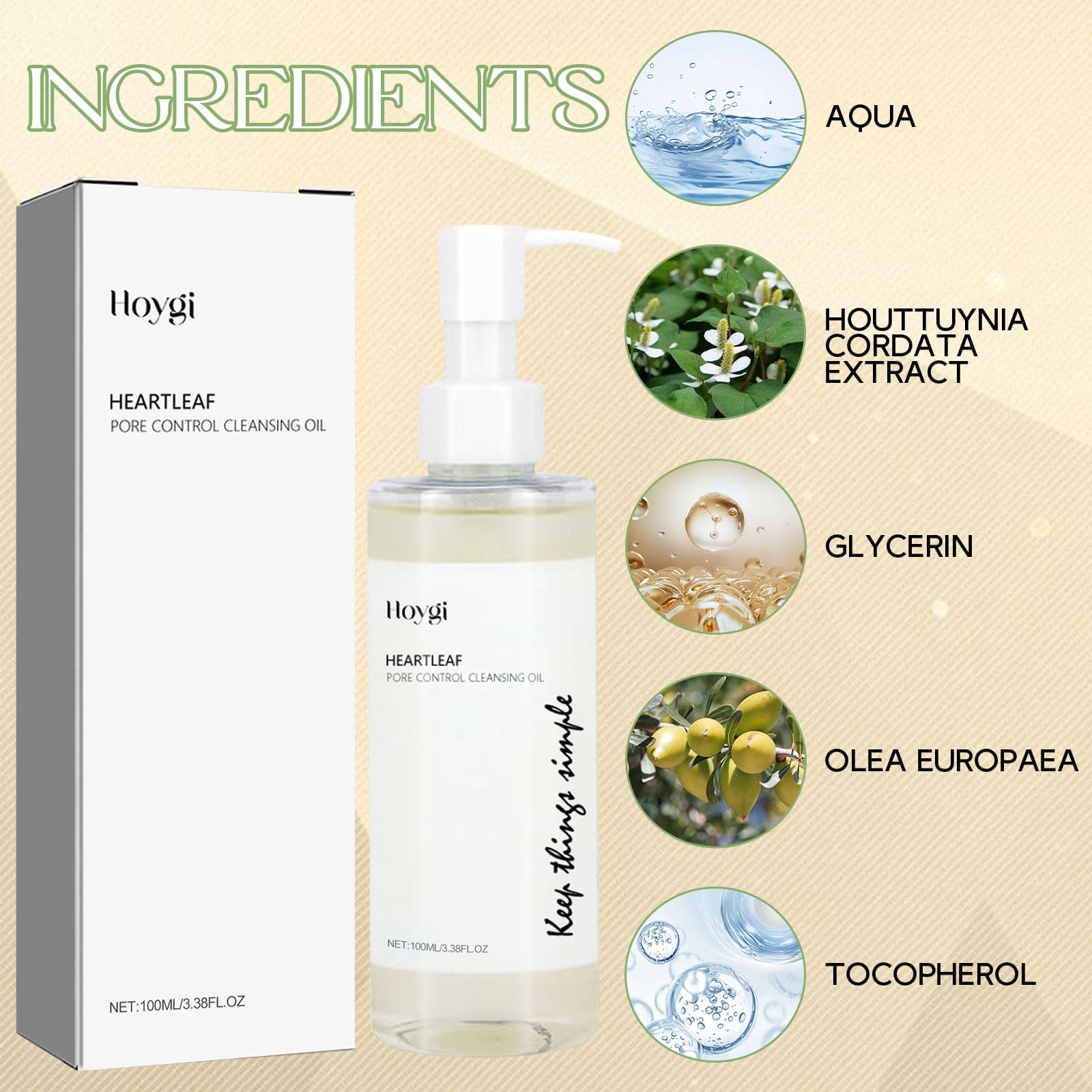 Heartleaf Pore Control Cleansing Oil 100 ml, Olio Detergente Viso, Pore Deep Oil Cleanser, Rimozione Quotidiana dei Punti Neri, Adatto a Tutti i tipi di Pelle