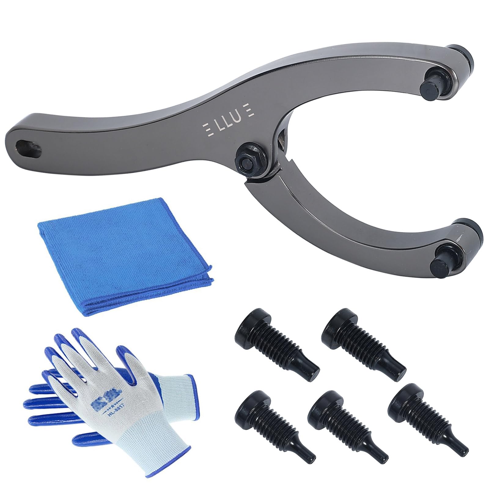 LLU 8.3-inches Heavy Spanner Wrench with Handle, Adjustable Gland Nut Wrench for Removing Hydraulic Cylinder Glands Under 5 Inches, Includes 5/32", 1/