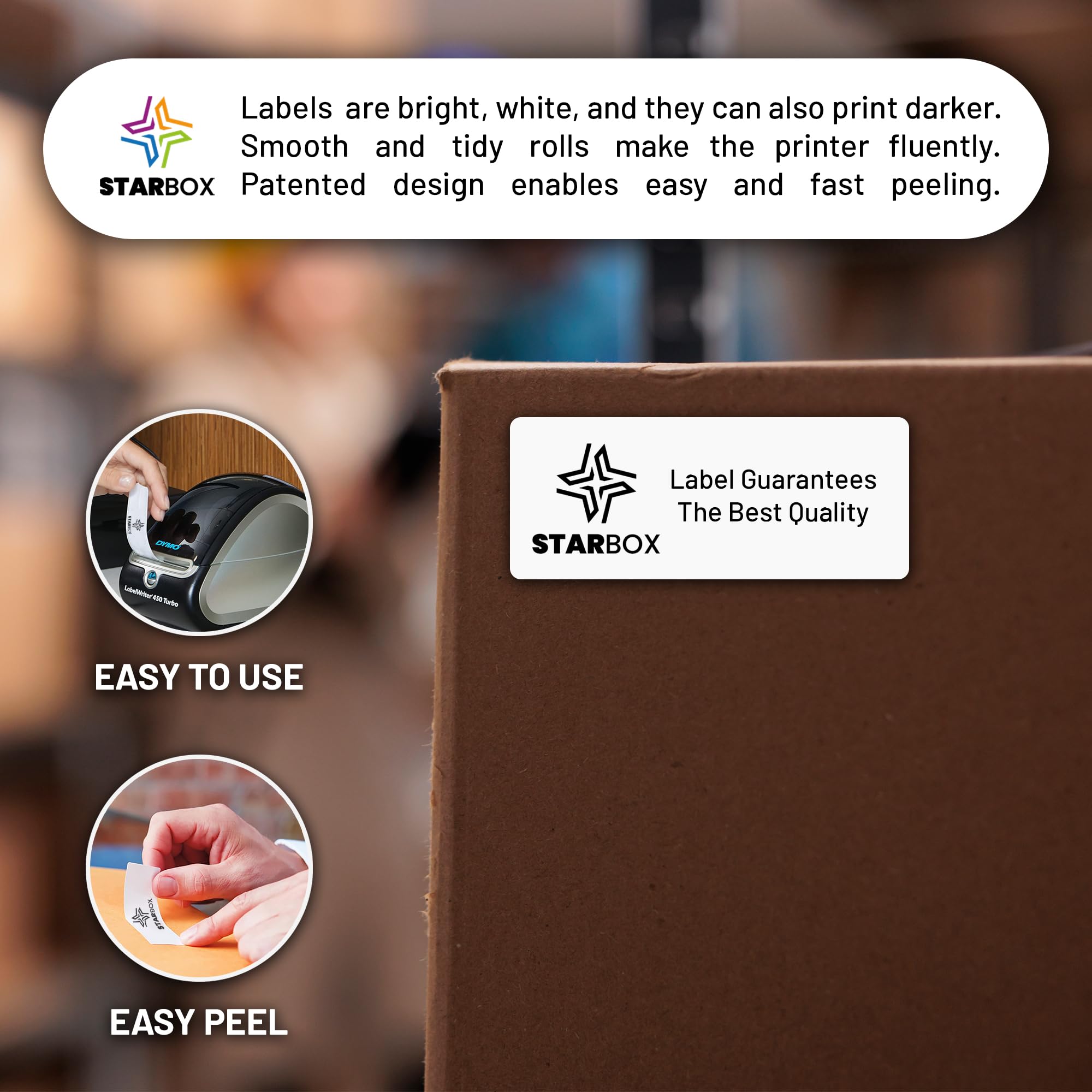 STAR BOX - LOT de 10 Etiquettes compatible avec Dymo 99012 Auto Adhésives 36mm x 89mm avec imprimantes Labelwriter & Seiko Grandes Étiquettes adresse LabelWriter 450 et 4XL (10)