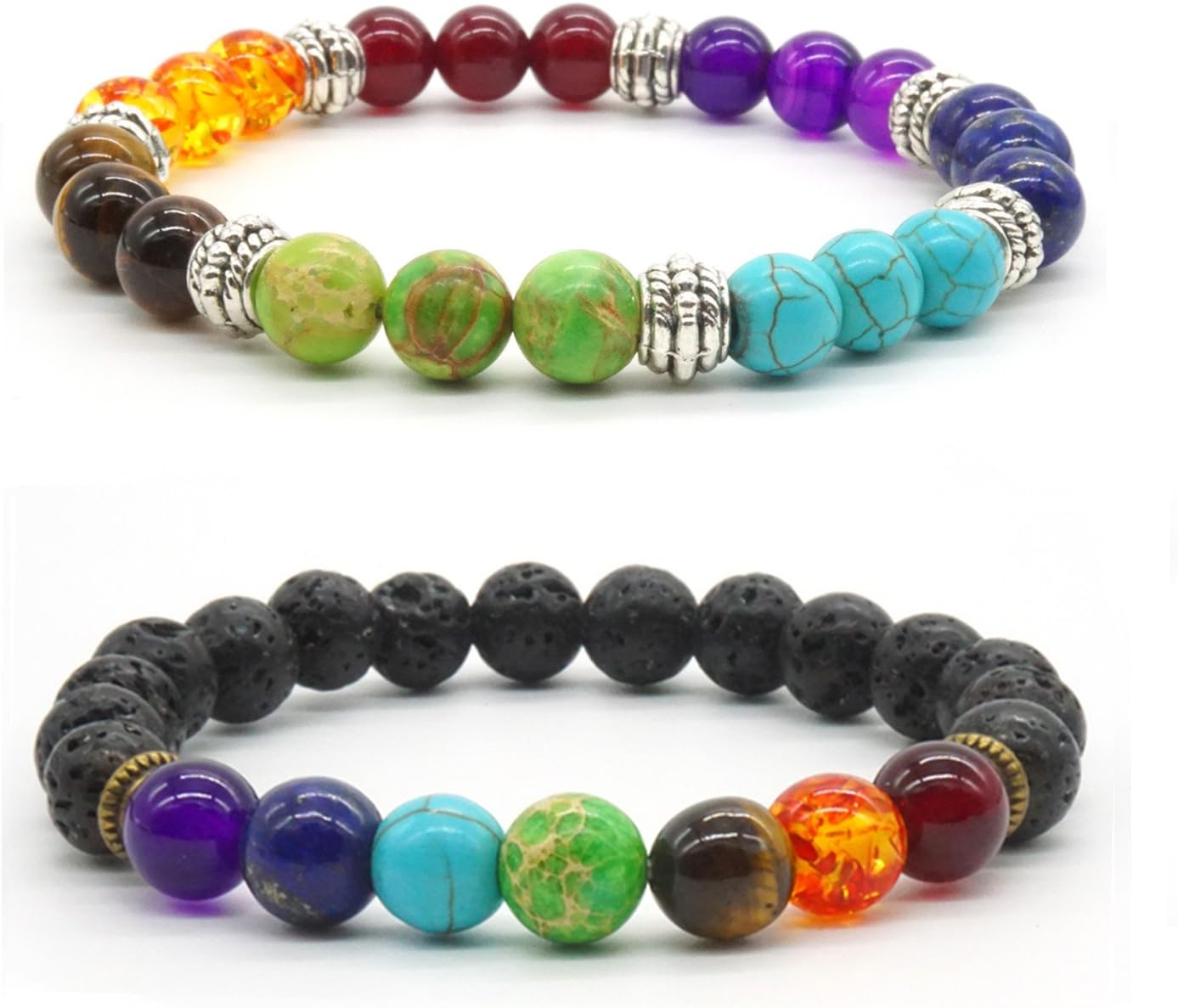 Lava Stone Bracelet, 2X Zen Buddhism Bracelet Energy Therapy Yoga Bracelet 7 Chakra Healing Balance Buddha Bracelet