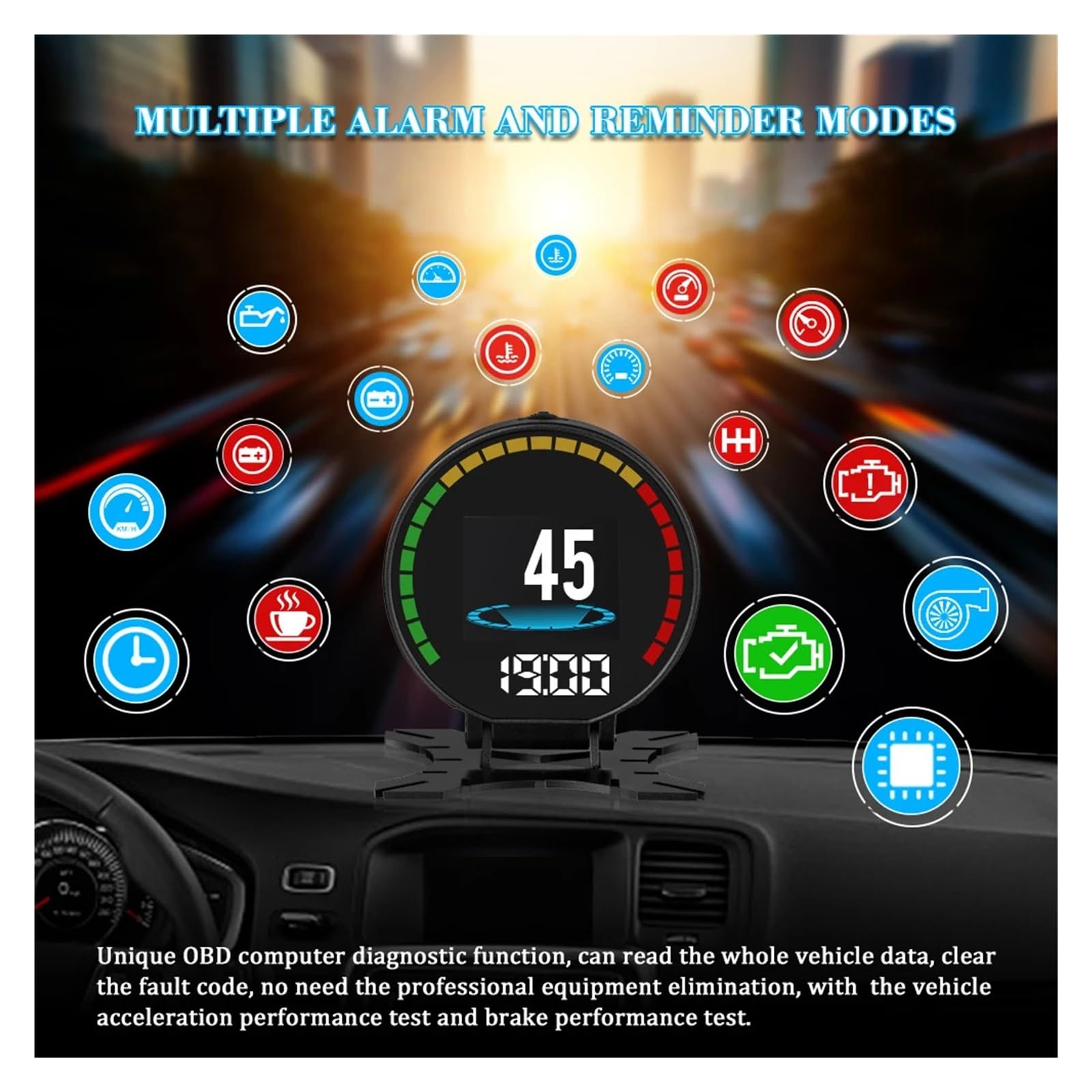 P15 HUD HUD Cyfrowy Inteligentny Miernik Wyświetlacz Head Up Prędkościomierz Turbo Miernik Ciśnienia Doładowania Alarm Temperatura Oleju Wskaźnik Temperatury Wody