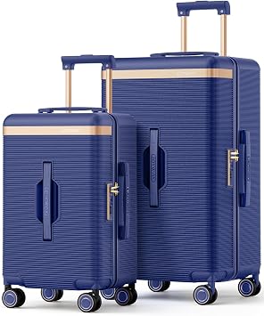 Joyway Luggage Sets 2 Piece, 22 Inch Carry On and 26 Inch Checked, Blue | Suitcase with Cup Holder, Pressure-Resistant Frame, Lightweight Hardside, Shock-Absorbing Wheels, Great For Weekend Getaways