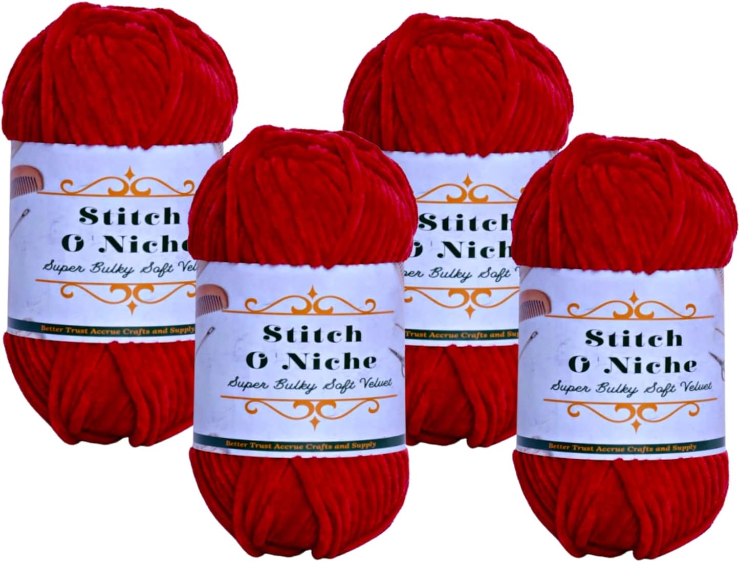 Stitch O'Niche 4pk Super Bulky Soft Velvet Yarn Chenille