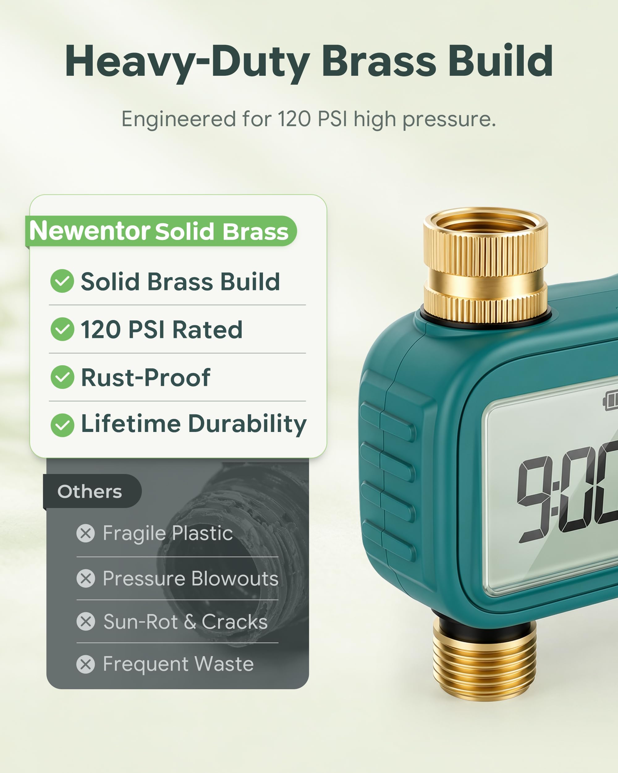 Newentor Timer per irrigatore, timer programmabile per tubo da giardino, timer per acqua con ritardo della pioggia/sistema di irrigazione manuale/automatico, irrigazione a goccia per cortile, prato