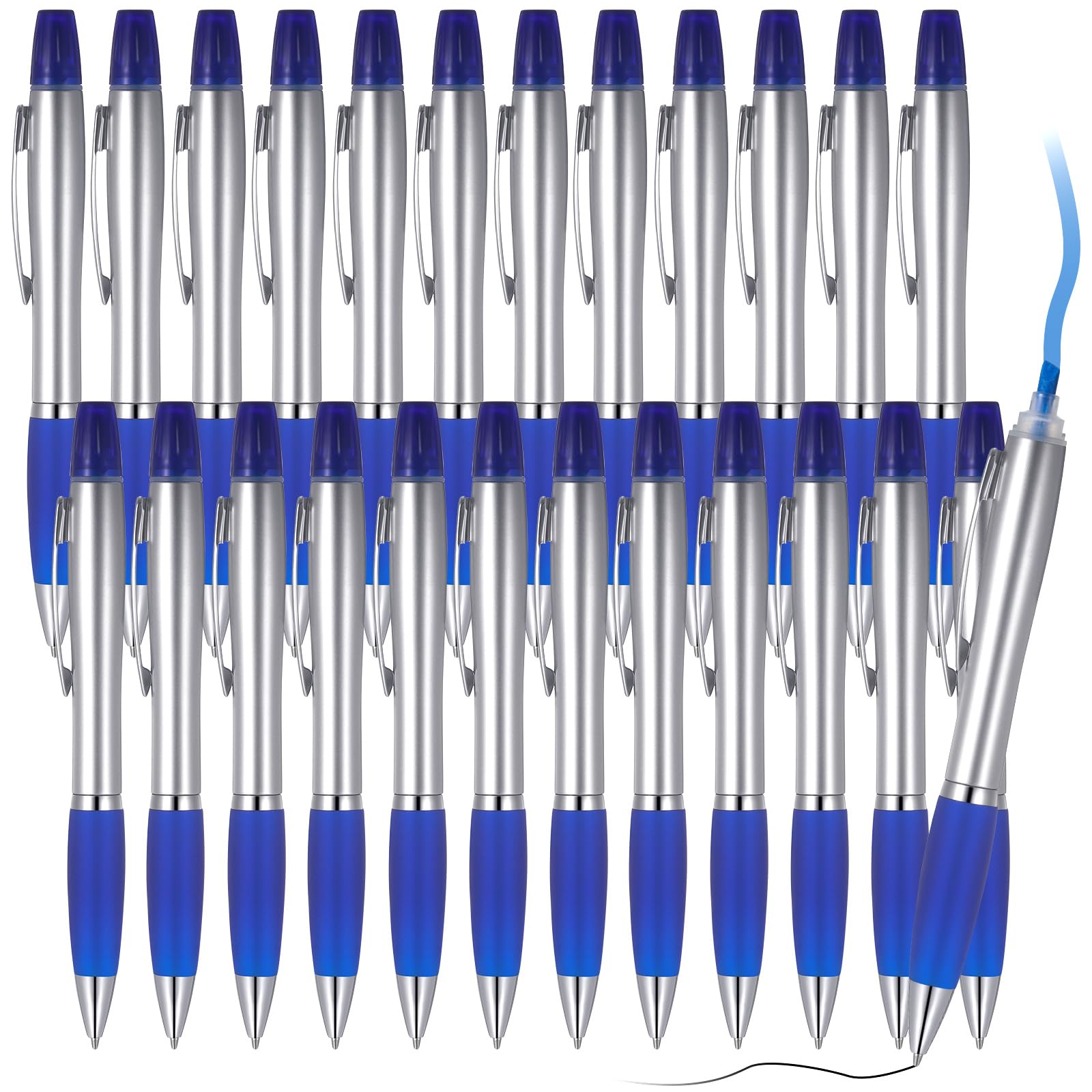 Colarr Textmarker mit Kugelschreiber, Kombi-Kugelschreiber mit Textmarker mit Keilspitzen, Stift, Textmarker, Combo für Studenten, Büro, Schreiben, Färben, Unterstreichen, Hervorhebung (blau), 30