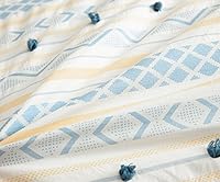 Vista 6 de SLEEPBELLA Juego de edredón de muselina de doble capa lavada de 100 % algodón, tamaño Queen, bohemio azul y amarillo, esponjoso, grueso, a cuadros