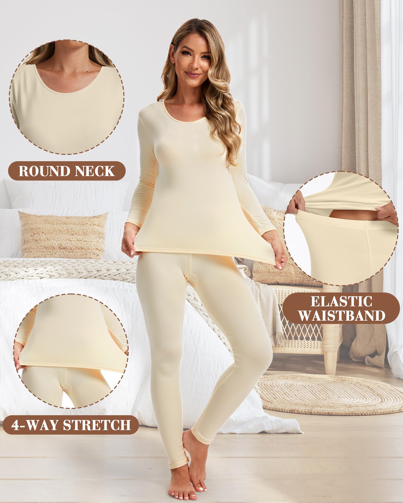 Patelai 3 juegos de ropa interior térmica para mujer, negro, desnudo, gris, talla M