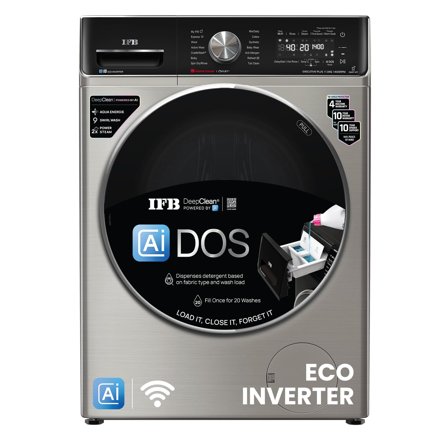 IFB 11 Kg 5 Star, DeepClean®, AI DOS, WiFi, Fully Automatic Front Load Washing Machine (EXECUTIVE PLUS VSG 1114, PowerSteam®, Oxyjet, 9 Swirl, Steam Refresh, Inbuilt Heater, Eco Inverter, SUS VCM)-image-45
