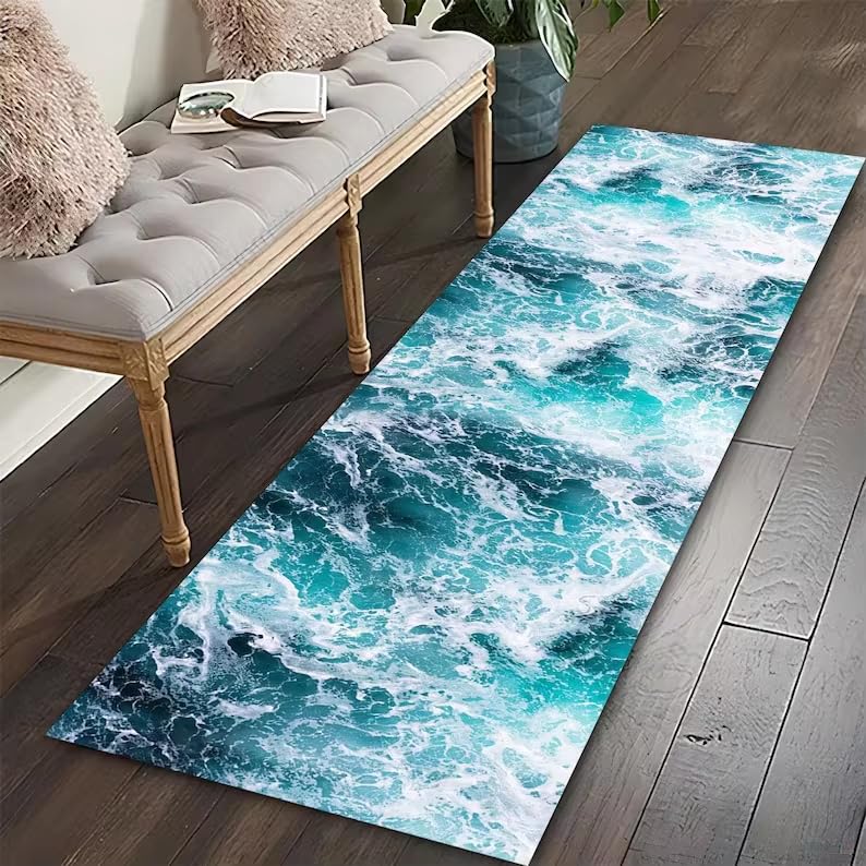 Tapis de couloir vagues océaniques pour embellir votre chambre ou votre salon