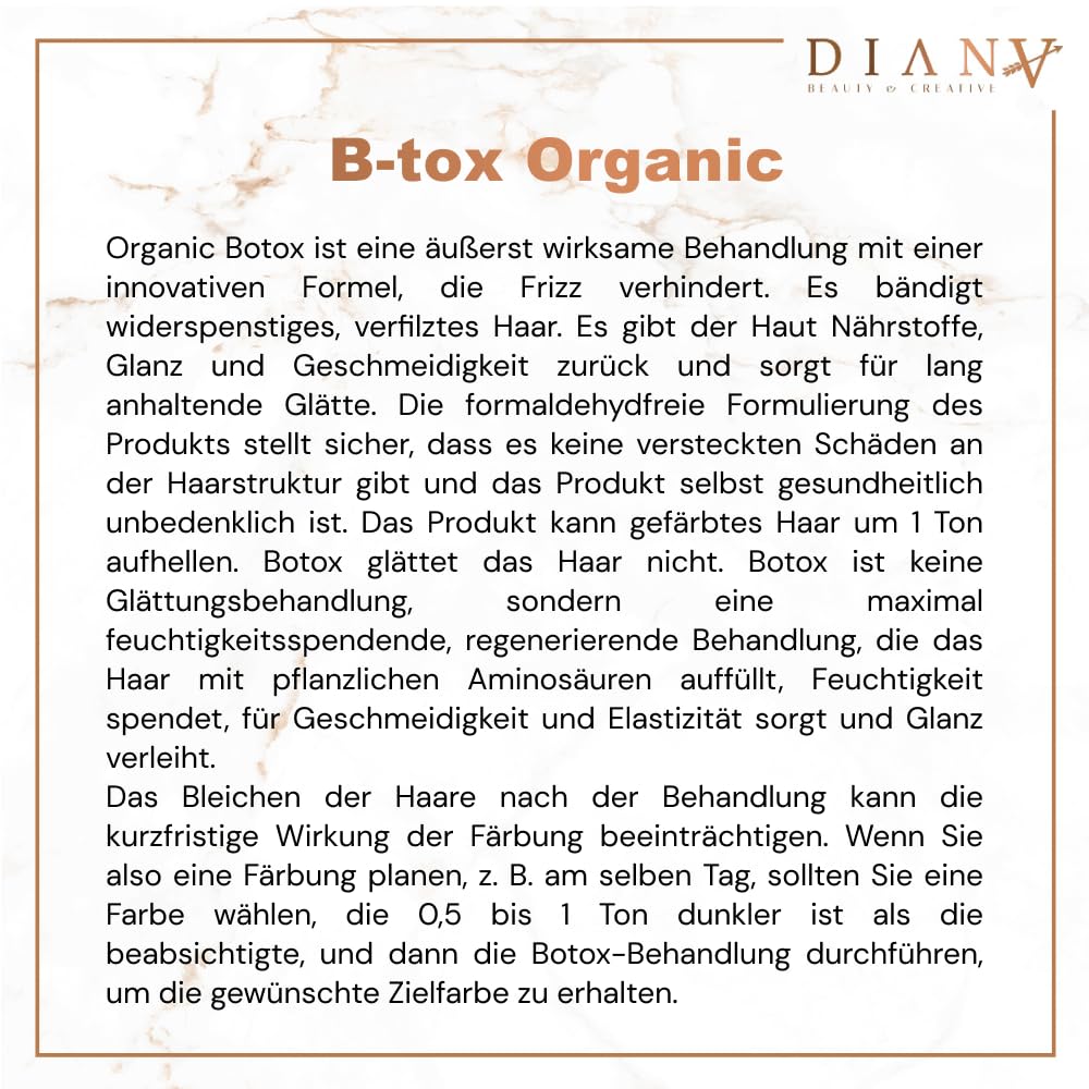 B-Tox für Haare und Haarmaske, Kleines Set, Haarkur mit Zusatz von Aldehydsäure und Kokosnussbutter, Haarregeneration, Haarpflege - Organic, 500g + 300g