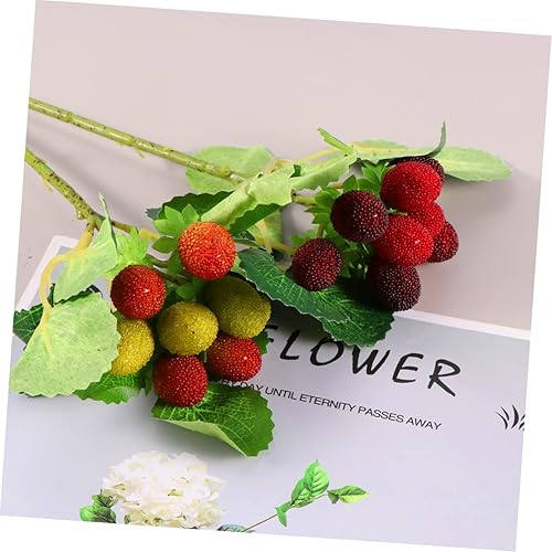 Miniatura 5 de 4 piezas de fresa artificial Nomes Decoración de Navidad de rama de fresa falsa decoración de mesa de comedor Decoración de mesa de cena de fresa