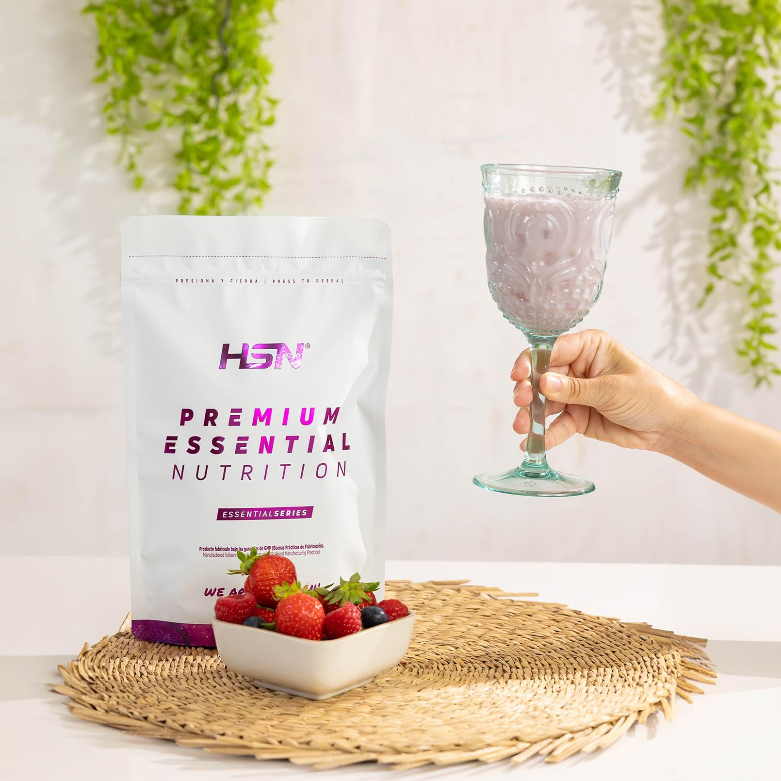 HSN Smoothie Proteico con Colágeno Hidrolizado | Frutos Rojos 500g = 25 Batidos por Envase | Batido de Proteínas y Zumo de Frutas en polvo | Sin Azúcares Añadidos | No-GMO, Sin Gluten ni Soja