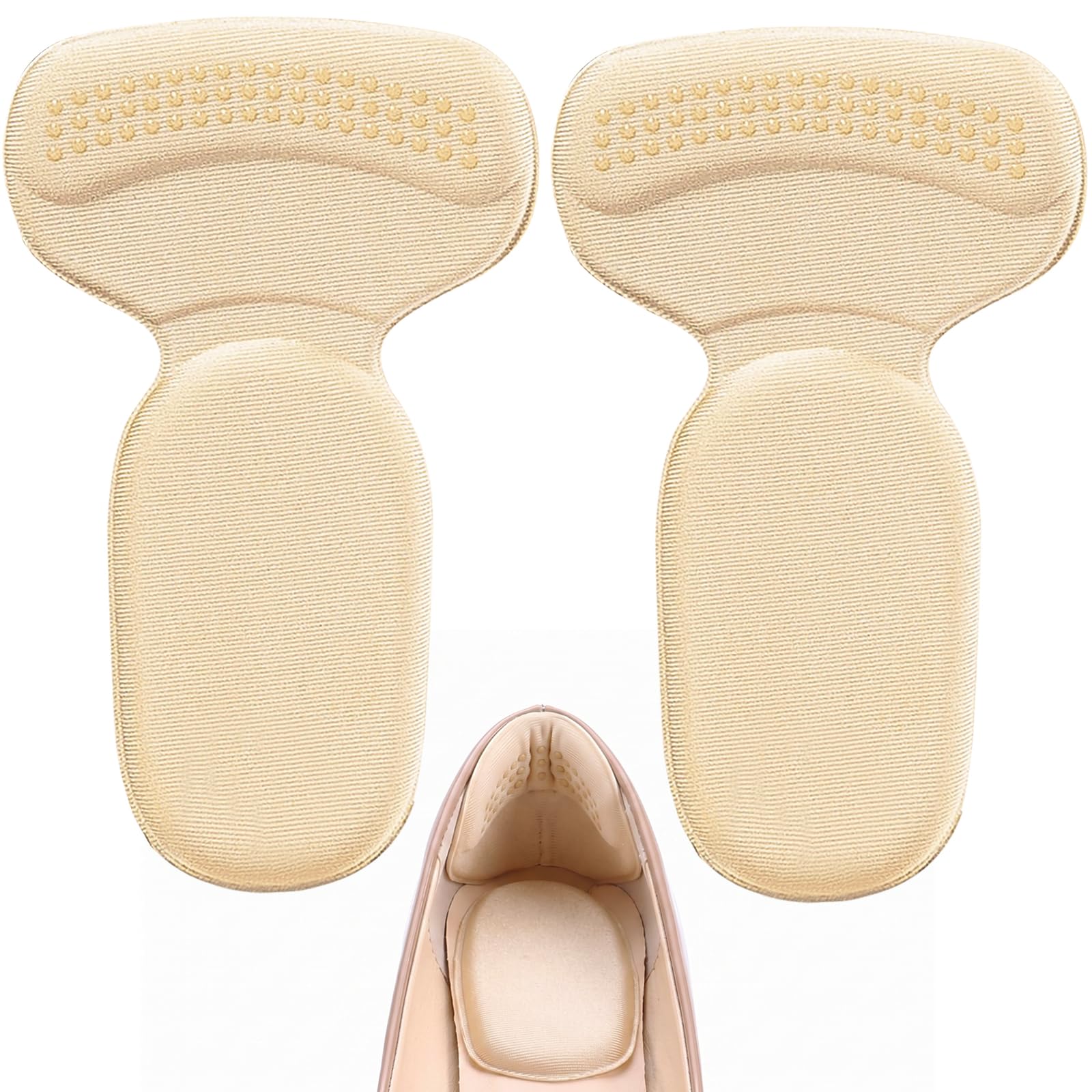 PHIXBEAR Heel Pads for Too Big &amp; Loose Shoes, Heel Pain Relief, Stop Heel Slip and Blister, Large Heel Grips Cushion Inserts to Make Men &amp; Women Shoes Smaller Tighter (1 Pairs Apricot)