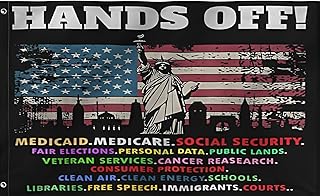 Hands Off Flags 2X3FT, Protest Social Security And Medicare Protest Protest Social Security And Medicare Protest Flags, Double Stitched with 2 Brass Grommets, For Room Teen Cool Tapestry For Dorm Wall Decor For Porch, Indoor Outdoor, Gifts (2X3)
