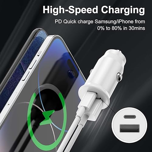 Miniatura 5 de Paquete de 3 cargadores de coche USB C, USB tipo C, bloque de carga de energía rápida, doble puerto, USB C, cargador 12 11 Pro Max, iPad, Samsung