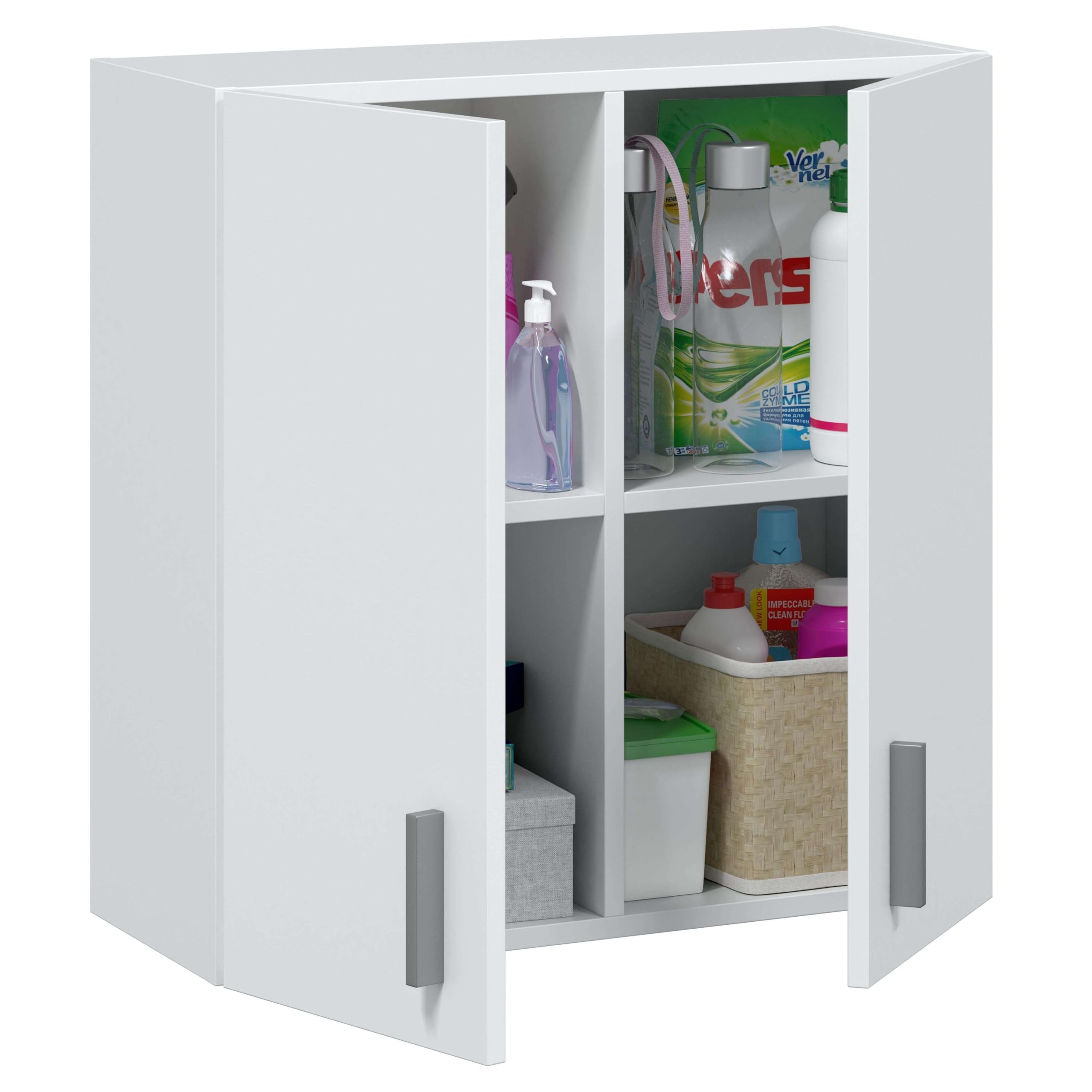 Habitdesign Mobiletto pensile multiuso, rifinito in colore bianco, misure: 59 cm (larghezza) x 60 cm (altezza) x 26,5 cm (profondità)