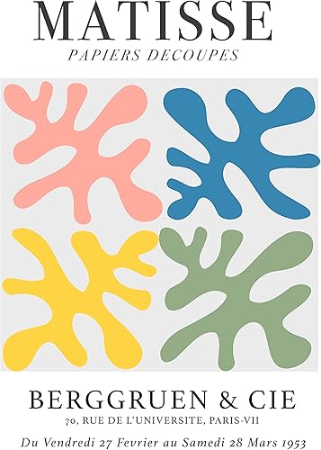 Miniatura 3 de Matisse-Inspired No.10 Exhibition Wall Art Print. 11x14 UNFRAMED. Abstract, Minimalist Modern Wall Decor. Cut-Out Botanical Shapes in Shades of
