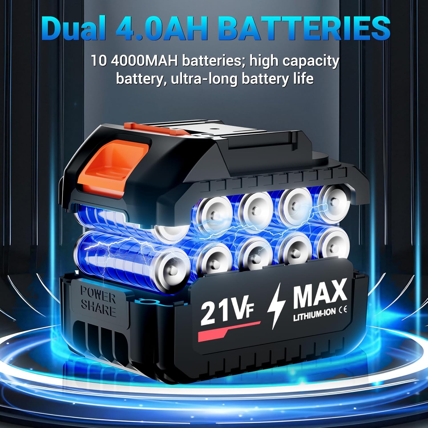 Handheld Electric Cordless Leaf Blower – 500,000RPM Mini Turbo Jet Blower with 2×4.0Ah Batteries & Charger, Lightweight for Patio, Lawn, Garage Cleaning (Black) - Image 3