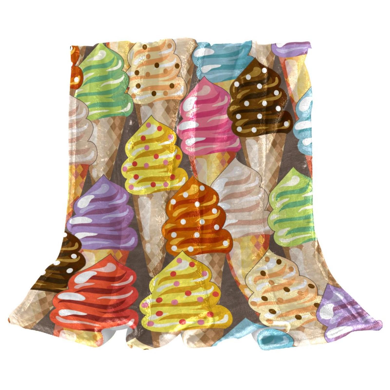 Couverture polaire crème glacée pour vos soirées cocooning sur le canapé 150x100cm