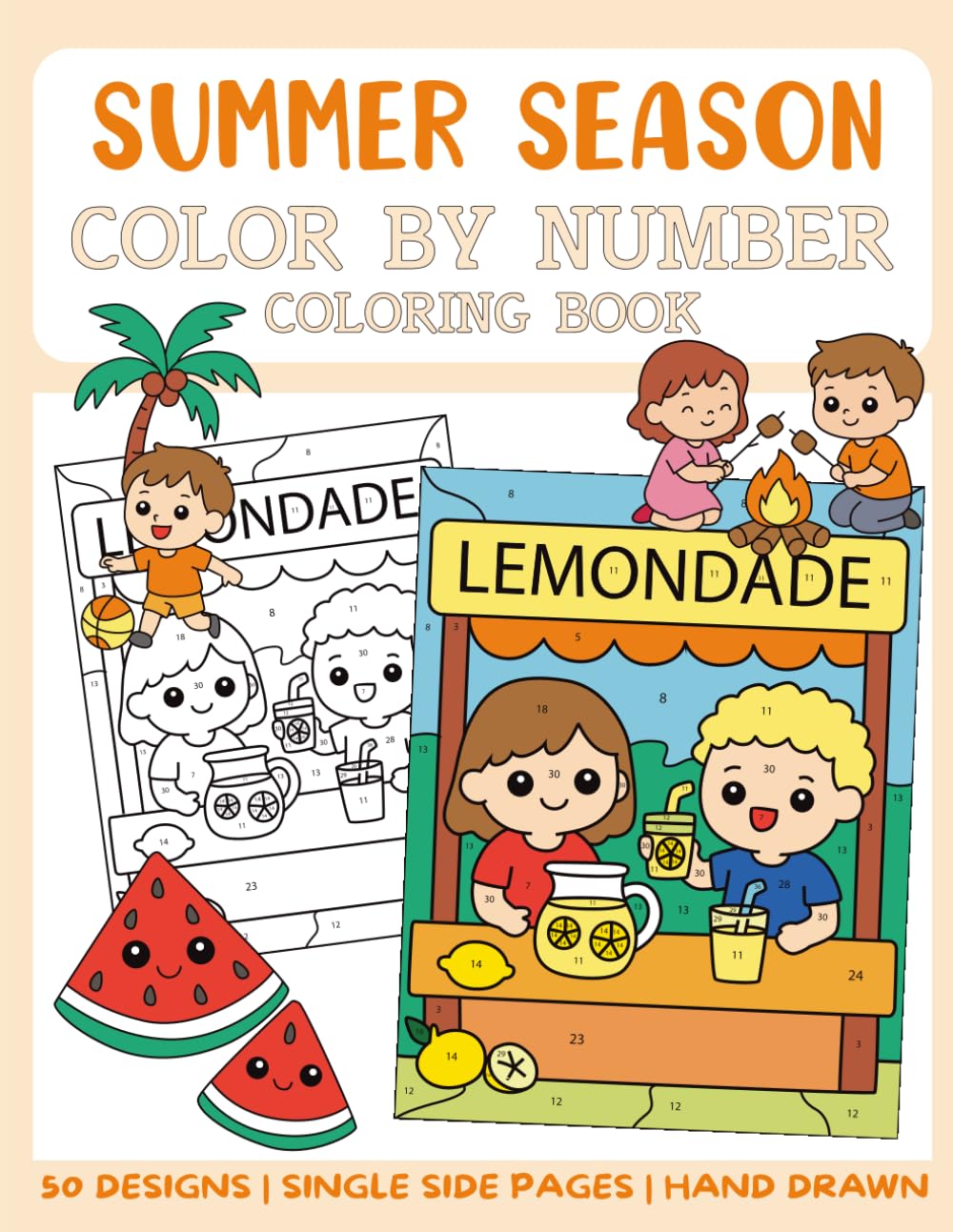 Summer Season Color By Number Coloring Book: 50 Big and Bold Coloring Pages for Kids (Color By Number for Kids)