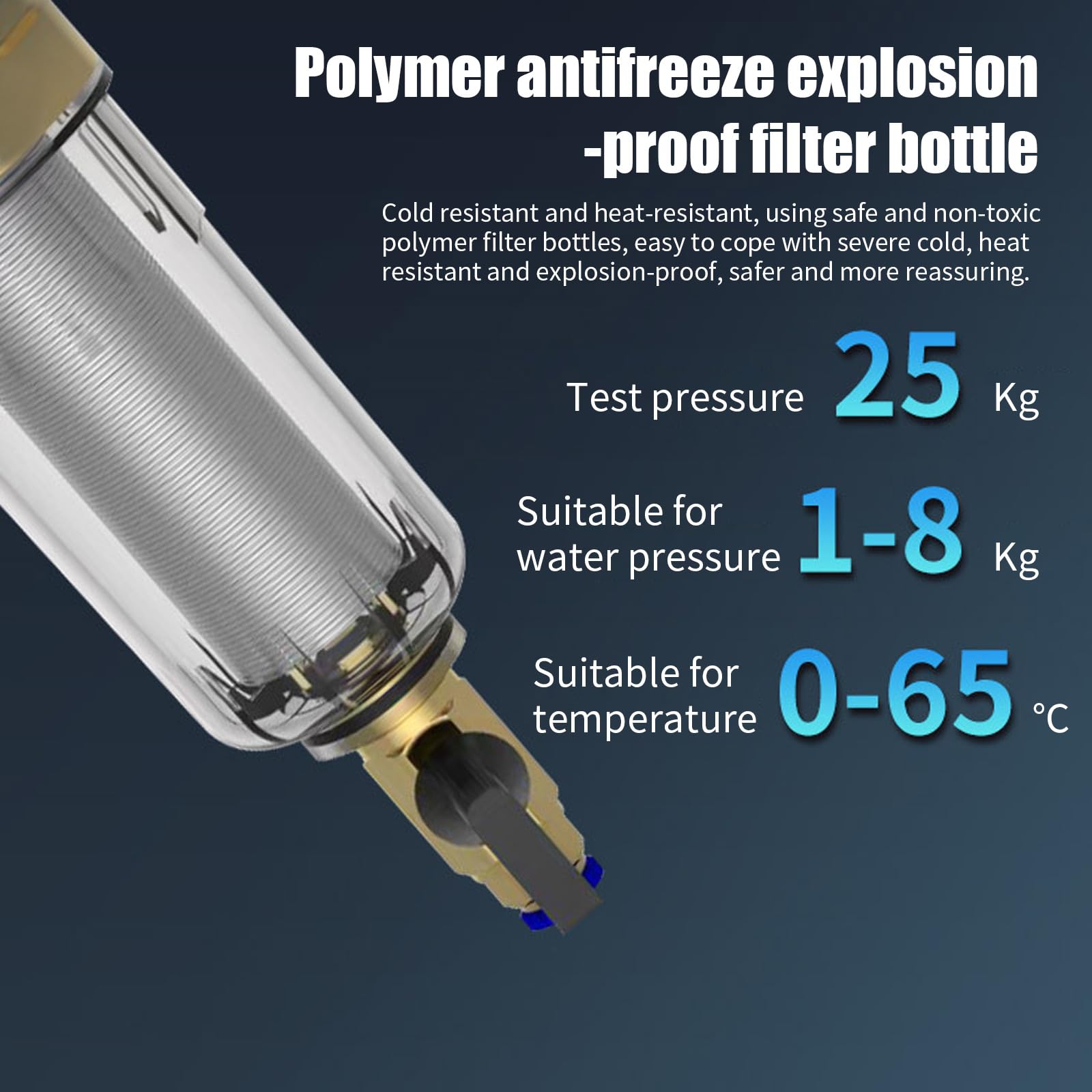 Filtro di rigetto per acqua, Filtro per acqua con sedimenti spin-down riutilizzabile da 1 pollice, Filtro per acqua prefiltro e filtro sedimenti, Filtro per acqua da 40 μm con manometro per tubo