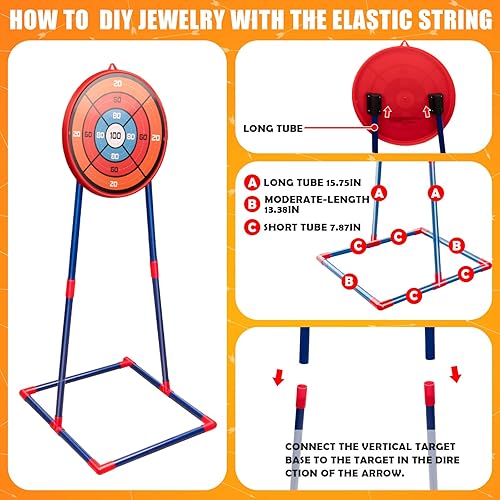 Miniatura 6 de Juego de arco y flecha para niños, juguetes de arco y flecha para niños de 5, 6, 7, 8, 9, 10, 11, 12, 13, 14 años, paquete de 2 unidades, juego de