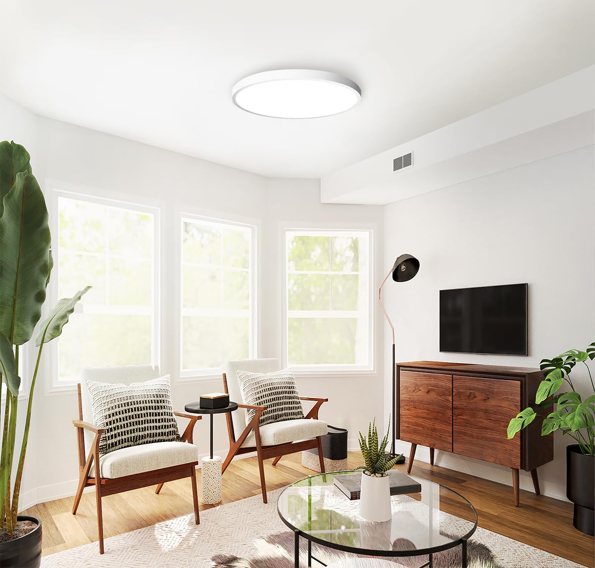 LogiLink SH0122 - Wi-Fi Smart Home Deckenleuchte mit 140° Ausstrahlungswinkel, Tuya kompatibel, unterstützt Amazon Alexa und Google Home, Weiß