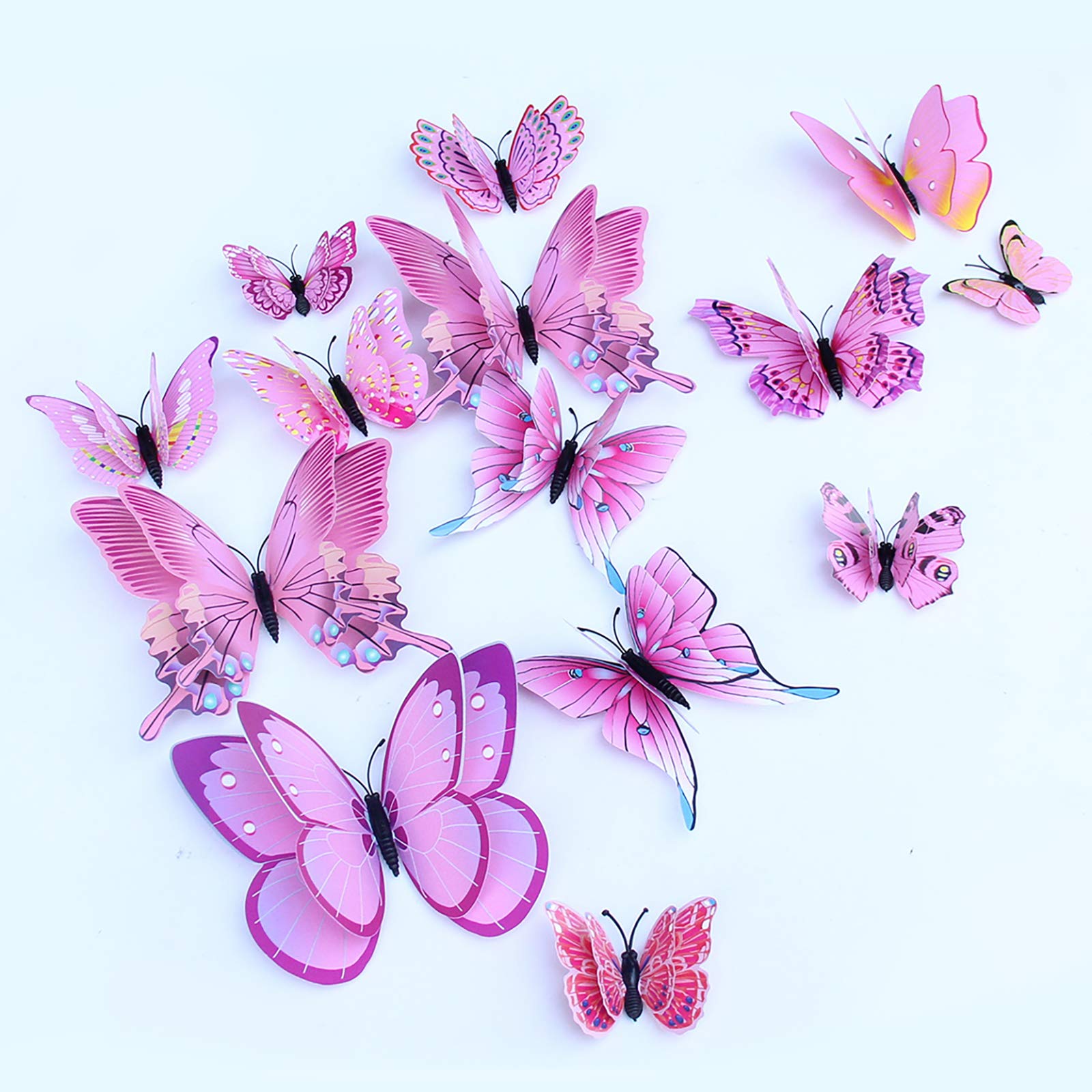 Adesivi Murali Farfalle Rosa - 6 Fogli 22,5x30 Cm - Decorazioni In Vinile Rimovibili Per Cameretta, Soggiorno, Tv