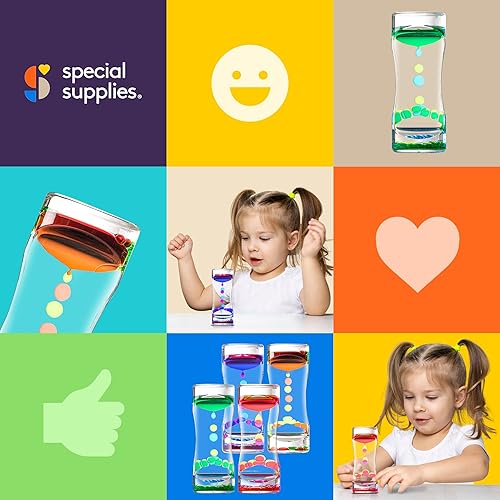 Miniatura 8 de Special Supplies Juguete de burbujas de movimiento líquido (paquete de 4) con temporizador de reloj de arena colorido con movimiento de gotas,