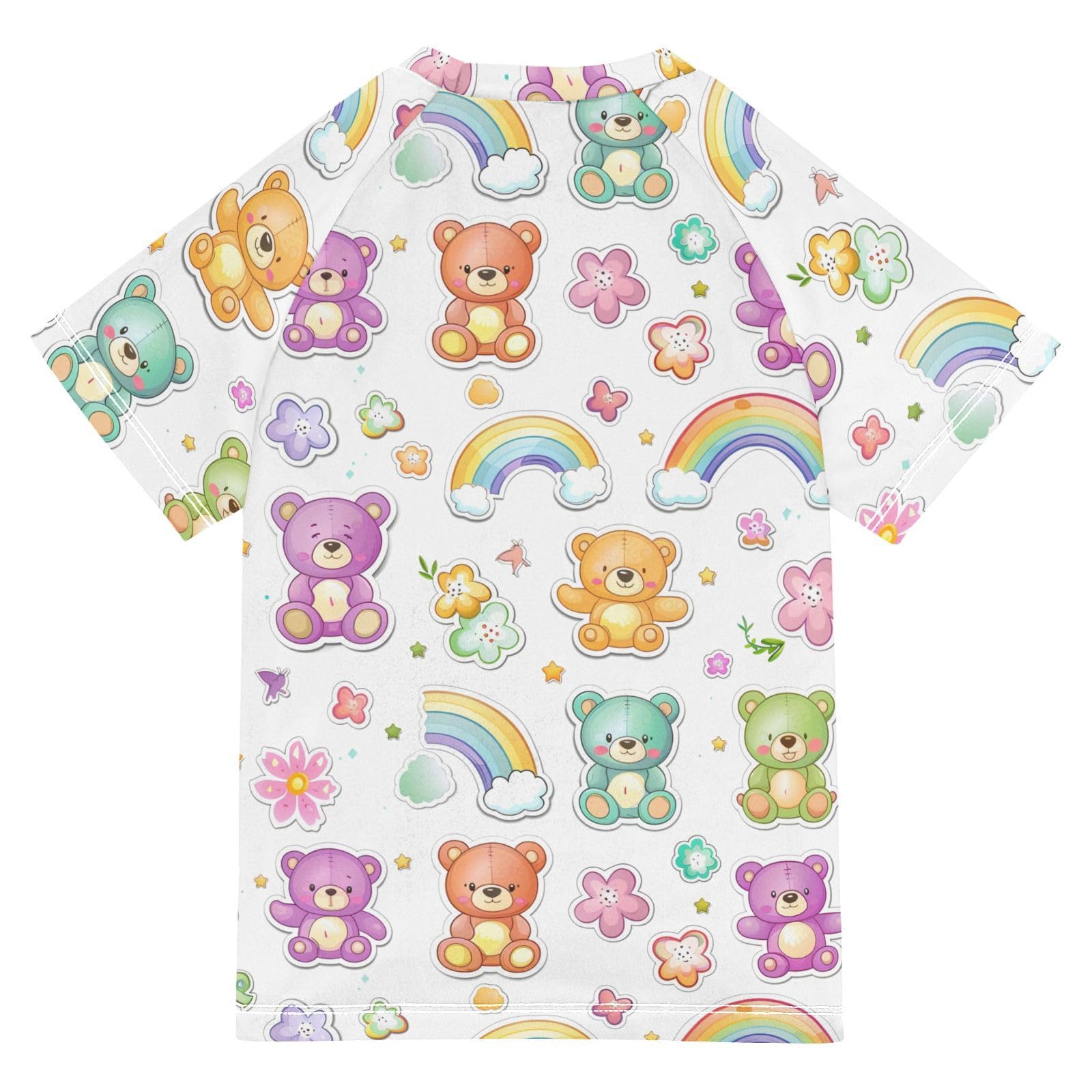 ALAZA Kids Rash Guard Boys Toddler Swim Shirts Short Sleeve Cartoon Animals UPF 50+ 3T