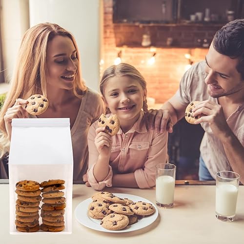Miniatura 9 de 25 bolsas de panadería con ventana para galletas para embalaje de 5.1 x 4.3 x 11 pulgadas, papel de estaño marrón de estaño con cierre de lazo,