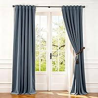 Vista 127 de Lazzzy - 2 paneles de cortinas opacas de terciopelo, con aislamiento térmico, con bolsillo para cortinero, para dormitorio, sala de estar