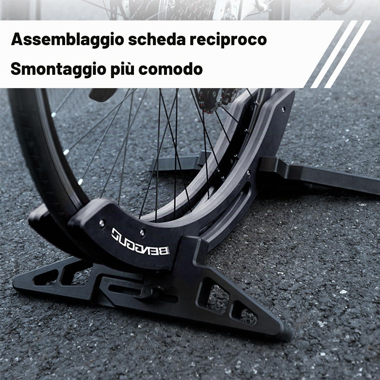 Cavalletto da pavimento per bicicletta, universale, regolabile, per MTB, City, biciclette da corsa, per tutti i pneumatici da 30 – 80 mm di larghezza