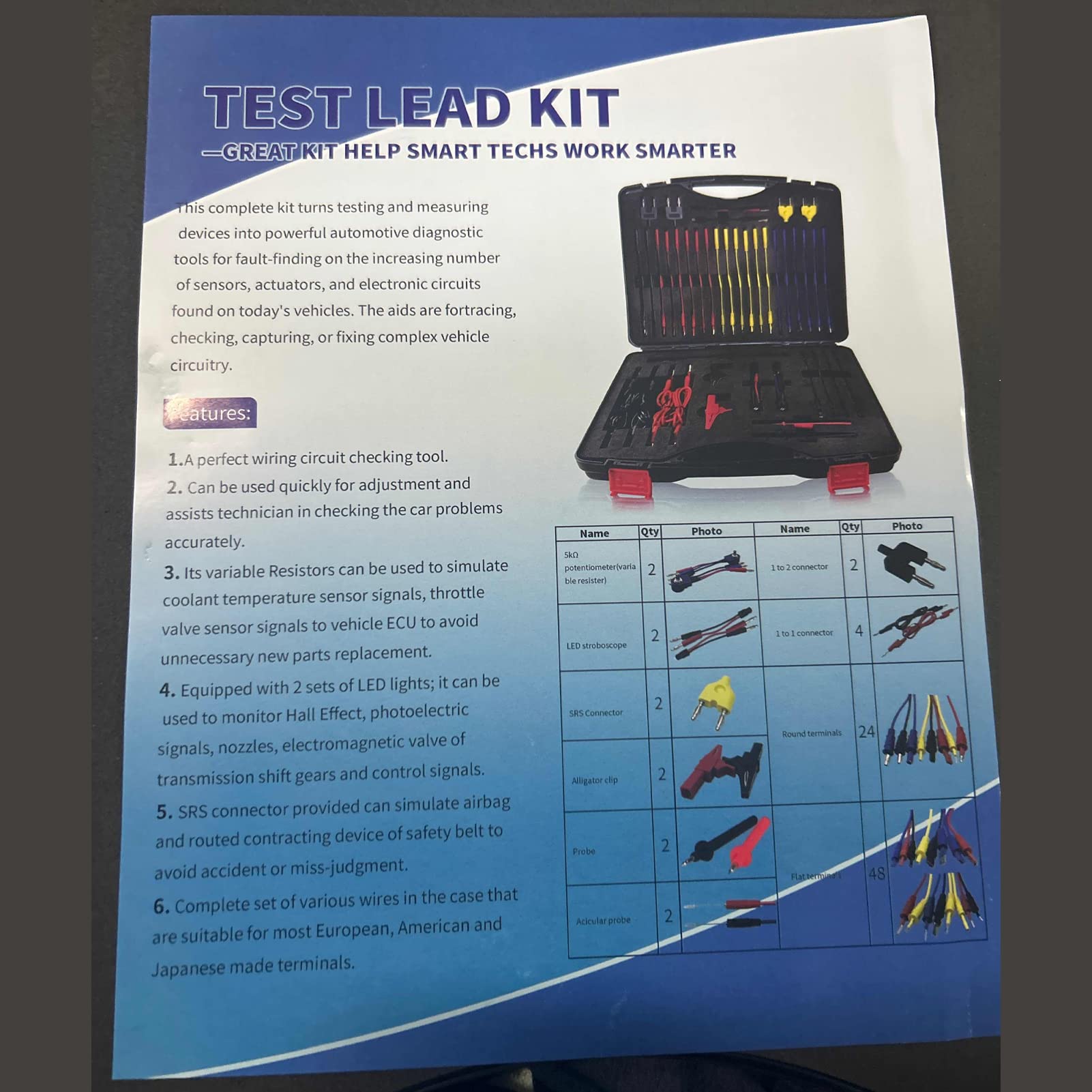 Kfz-Diagnose-Sonden-Set,92-teiliges Multimeter-Messleitungs-Set, Kfz-Stromkreistester-Werkzeug