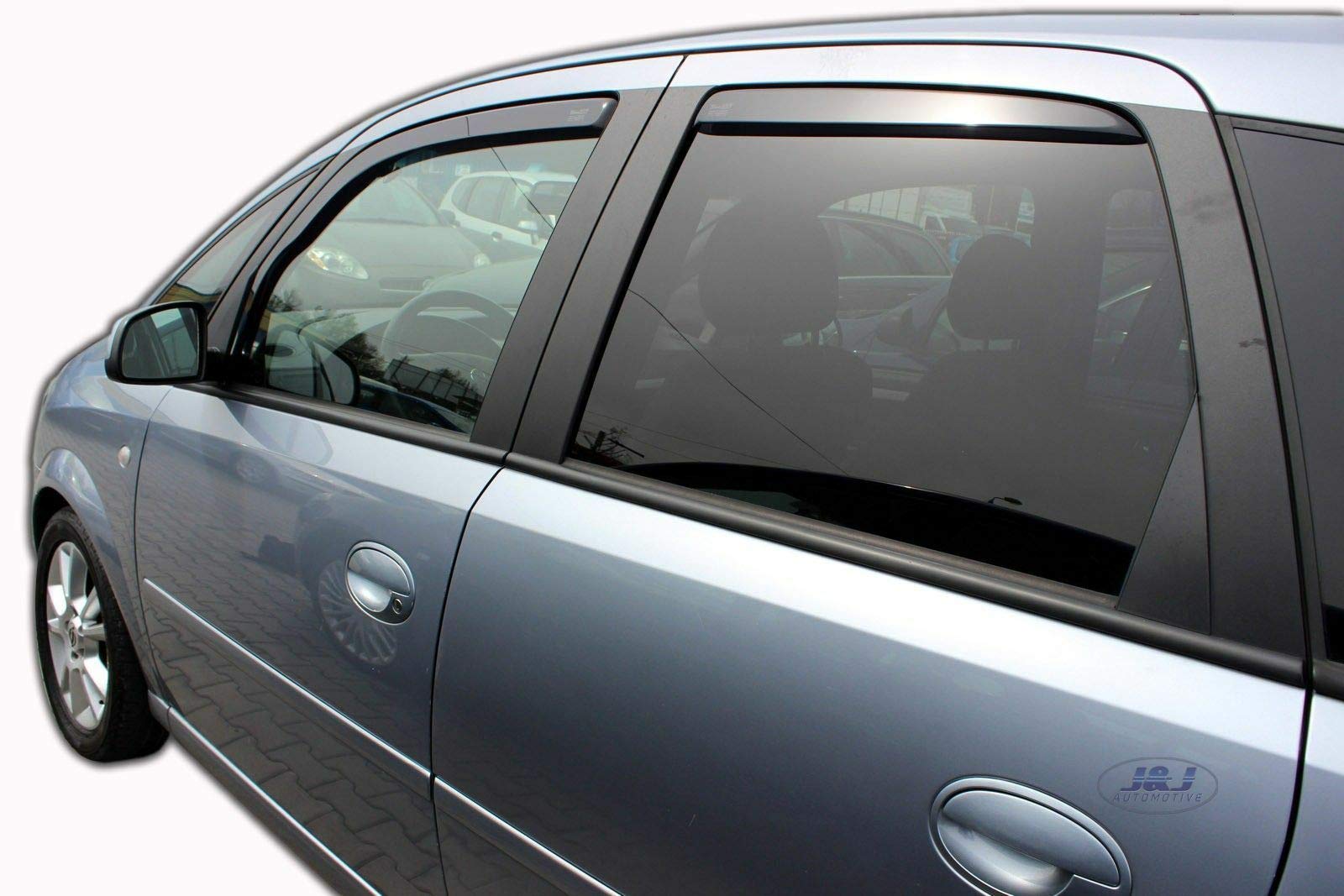J&J AUTOMOTIVE Windabweiser passend für Opel Meriva 5-Türer 2003-2010 4tlg, Heko Regenabweiser Vorne Hinten Getönt Dunkel Passform